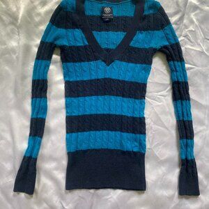 💙🌸Y2k American Eagle Striped Cable Knit Sweater Top🌸💙